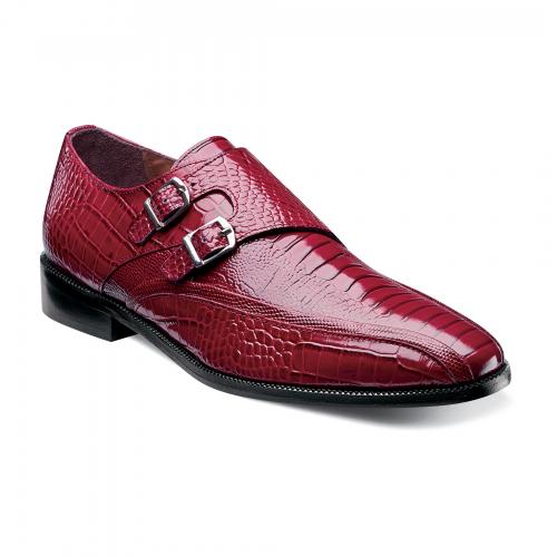 Stacy Adams "Kasimir" Red Crocodile / Ostrich Print Double Monk Strap Shoes 24902